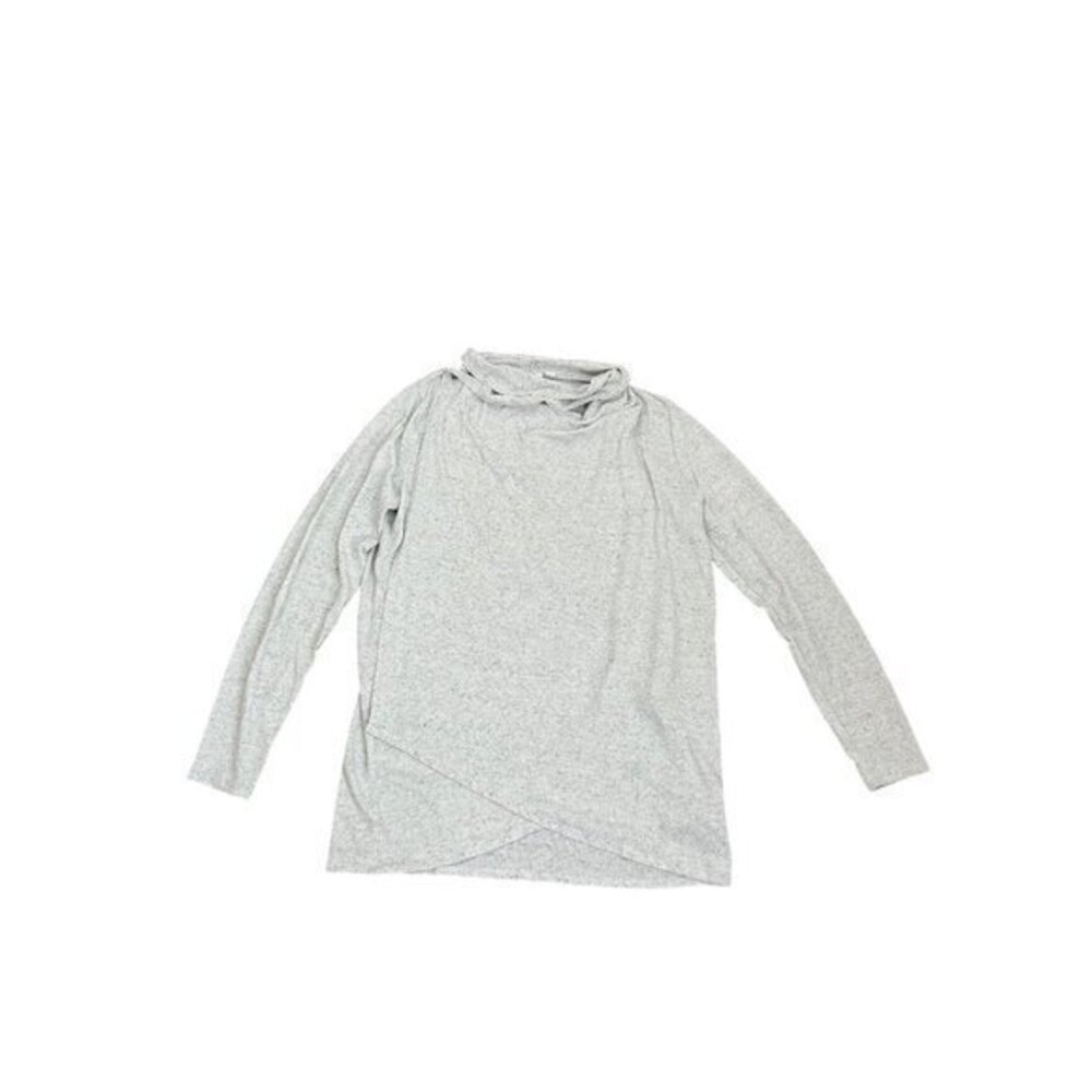 Gap Womens Heather Gray Long Sleeve Drape Front Cardigan With Snap Button Closur